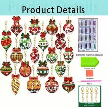 12/20pcs Holiday 5D DIY Diamond Painting Christmas Decoration Set - Vibrant Keychains With Round Diamonds, Snowflakes, Reindeer, Trees & More - Perfect For Holiday Decor And Crafting, Christmas Diamond Art, Christmas Decorations, Christmas Crafts. - A - View 5