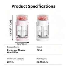 280ml New Eternal Flower Oscillating Humidifier Atmosphere Light, Home USB Plug-In Atmosphere Light, Car-Mounted, Indoor Air Humidifier Light - USB Version - View 12