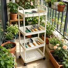 4-Wheel Mobile Storage Cart, Heavy Duty Shelf (No Wood), Office Use, Compact Storage Rack, With Top/Bottom Shelves, Easy To Assemble, Cart - Multicolor - View 11