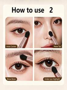 BAILIFOREVER 1/2pcs Dual-Ended Contour Brush/Highlighter Brush Dual-Ended Makeup Brush - Mocha Brown - View 7