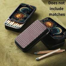 1pc Vintage Abstract Sun & Moon Pattern Matchbox (Matches Not Included), Exquisitely Designed Nostalgic Match Box, Minimalist Portable Premium Matchbox, Fashionable & Attractive Pattern Design, Perfect Gift For Friends And Relatives - Multicolor - View 5