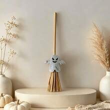 Halloween Christmas Mini Witch Broom Decor, Pumpkin Bat Ghost Miniature Broom, Suitable For Dollhouse Desktop Stationery DIY Scene Handmade Ornament - Halloween - View 4