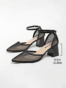 New Chinese Style White High Heel Women's Half-Slip Thin Heel Pointed Toe Lace Embroidery Two-Way Wear Sandals - Black - View 7