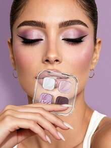 Eunarz 4-Color Eyeshadow Palette, 1pc Matte & Shimmer Long-Lasting Portable Eyeshadow Makeup Palette, Suitable For Women And Girls, Spring/Summer, Y2K Fashion Style - #EQ02 Lilac Nocturne - View 10