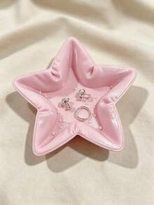 3D Printed Star Pleated Jewelry Tray, Ins Style Five-Pointed Star Ring & Earring Storage Dish, Desktop Decor Ornament, Gentle Style, Suitable For Vanity, Bedside Table, Makeup Desk, Both Storage Tray And Exquisite Desktop Soft Decoration - Multicolor - View 13