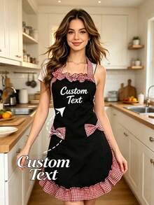 Personalized Striped Apron With Pockets, Embroidered Baking Kitchenwear - Multicolor - View 6