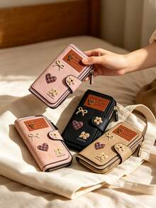 Vintage Floral Bow Knot Women's Long Wallet, Multi-Card Slot Large Capacity Purse, PU Leather Zipper Coin Pouch Phone Clutch, Daily Accessory - Multicolor - View 2