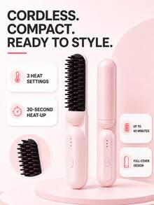 SKYWORTH 3000mAh Women's Portable Wireless Hair Straightener Comb, 3 Temperature Settings, Anti-Scald Outer Comb Teeth Design, Includes Full Coverage Protective Case, Rechargeable Travel Hair Styling Comb - Multicolor - View 7
