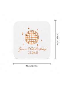 Personalized Name And Year Coaster, Custom Text Drink Coaster With Line Art Party Design, Custom Beverage Coaster, Birthday Party Table Decor, Celebration Drink Mat, Coffee Coaster, Birthday Gift For Friends, Family, Party Hosts And Guests. - Multicolor - View 81