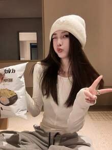 Autumn/Winter New Design Round Neck Brushed Slim Fit Long Sleeve T-Shirt Base Layer - White - View 2
