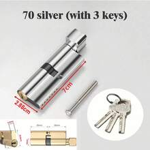 1pc 70mm Bedroom Door Copper Lock Core, Universal For Home Room Door, Smooth Opening, Includes 3 Keys, Single Door, Anti-Theft, Anti-Pry, Anti-Forcible Opening, Anti-Corrosion - Multicolor - View 9