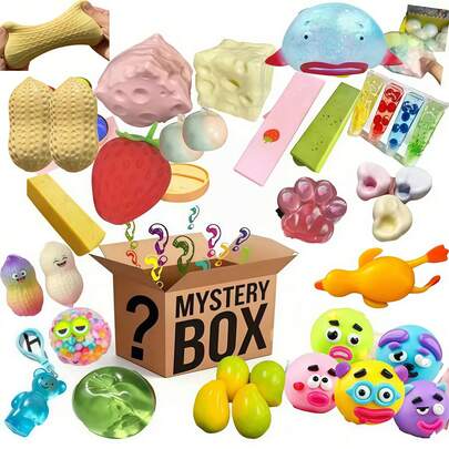 1pc 2026 New Squishy Box Mystery Mystery Box - Food & Jellyfish Shaped Squishies, Swirl & Fuzz Stress Balls, Sensory Toys For Anxiety & ADHD, Perfect Party Favors-Squishy's-Squishys-Squishies-S-Quishy Toys-Crunchy Squishy