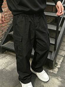 Men's Autumn/Winter Button-Up Pocket Casual Workwear Jacket - Black - View 1