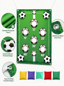 6pcs/2pcs/Soccer Theme Bean Bag Toss Game, Fun Soccer Bean Bag Toss Game With Hanging Flags, Perfect For Decorating Home Parties And Birthday Parties, Atmosphere-Creating Props, Party Games And Activities - Multicolor - View 2