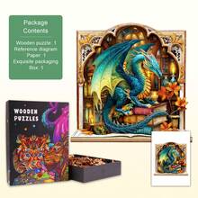 1pc Wooden Asymmetrical Puzzle, Animal Shaped 2D Puzzle Toy, Suitable For Children And Adults, Educational Game, Party, Holiday, Christmas And Birthday Gift, Unique Magic Desktop Decor Creative Wooden Puzzle Gift - Multicolor - View 3