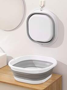 1pc Foldable Basin With Wrist Strap, Wash Basin/Vegetable Basin/Foot Basin, Easy To Clean, Lightweight And Foldable, Thickened Plastic Washing Bucket, Suitable For Foot Soaking, Laundry, Vegetable And Fruit Washing, Home, Dorm, Camping And Travel Use - Multicolor - View 7
