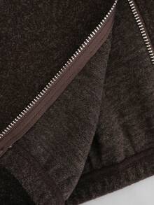 Fleece High-Neck Zip-Up Sweatshirt-Soft And Warm; Suitable For Outdoor Activities In Autumn And Winter, As Well As Casual Daily Wear - Brown - View 7