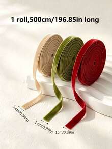 3 Rolls Velvet Ribbon, 1cm Wide, 500cm Total Length, Premium Christmas Ribbon For Christmas Tree Decoration, Gift Wrapping, Wreath Accents - Multicolor - View 9