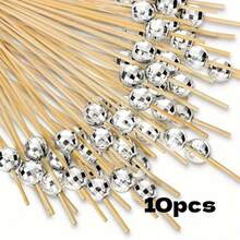 Cocktail Decoration Toothpicks, Bamboo Skewers For Cocktail Party Decoration, Suitable For Drinks, Food And Disco Party Decoration - Silver - View 10