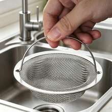 2pcs/1pc Stainless Steel Kitchen Sink Strainer Basket, Portable Handle Design, Fits Directly In Drain To Catch Vegetable Leaves And Food Residue, Dual Use For Washing And Draining, Easy To Lift And Dump, Fine Mesh For Effective Filtration, Rust-Resistant, Easy To Clean, Fits Most Home Kitchen Sinks, Anti-Clogging Tool For Cooking, Suitable For Home, Dorm, And Rental, Practical Kitchen Accessory, Essential For New Home - Kitchen Sink Strainer - View 4