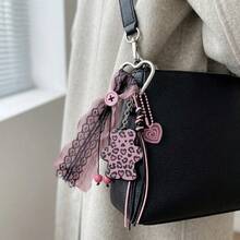 Gantungan Kunci Motif Leopard Beruang Renda Hati Gaya Retro Baddie untuk Tas Ransel dan Dompet, Aksesori Tas Tangan - MultiWarna - View 4