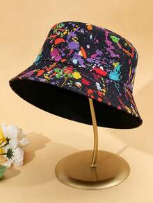 1pc Men's Colorful Graffiti Print Reversible Bucket Hat, Outdoor Fashion Sun Hat - Multicolor - View 4