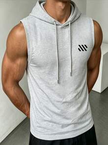 ZYNTH BALENO 男士休闲印花连帽背心，适合健身、户外运动和四季穿着 - 淺灰色 - 查看 3