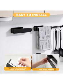 U-Shaped Wall-Mounted Towel Bar, Bathroom Kitchen Dish Cloth Hand Towel Storage Rack, Drill-Free Square Minimalist Towel Holder - Multicolor - View 6