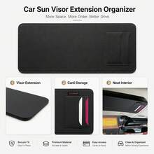 XIJIANBAO Car Sun Visor Extender, Multi-Functional Storage Panel, PU Leather, Can Store Cards, Anti-Glare, UV Protection, Adjustable Back Clip, Suitable For Various Car Models, Car Interior Accessories, Holiday Gift For Car Enthusiasts - A - View 7