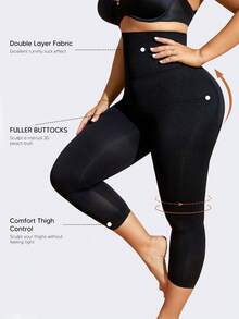 Women's Plus Size High Waist Tummy Control Butt Lifting Shaping Leggings - Black - View 3