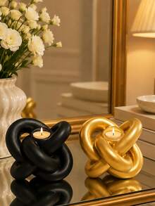 1pc Modern Abstract Knot Tea Light Candle Holder, Sculptural Candle Stand, Minimalist Desktop Home Decor, Suitable For Living Room, Bedroom, Coffee Table, Bookshelf, Mantel And Entryway - Knot Candle Holder - View 9