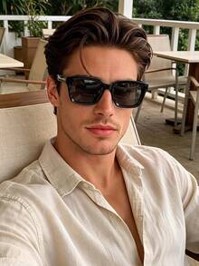 1 Pair Men's Fashion Square Sunglasses, Combining Quality And Comfort, Suitable For Vacation Outfits, Parties, Daily Life, Fits All Face Shapes. - Multicolor - View 5