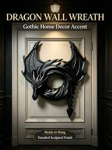 1pc Handmade Gothic Dragon Wreath - Plastic Mesh Scale Door Hanging Decoration With Dragon Frame, Fantasy Gift For Myth Enthusiasts, Suitable For Door, Wall, Entryway Theme Room Decor, Wall Decor, Porch Decor, Halloween Decoration Hanging - Multiple Styles - View 3