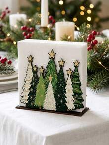 1pc Christmas Tree Napkin Holder, Merry Christmas Decoration, Tissue Storage Rack, Christmas Decor, Tabletop Ornament, Christmas Decoration, Table Centerpiece, Christmas Holiday Decor, Christmas Decoration, Christmas Decoration - Multicolor - View 1
