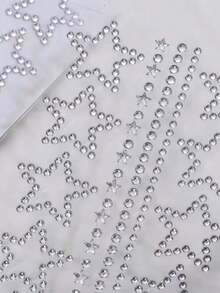 1 Sheet 10pcs Star-Shaped Rhinestone Stickers, Silver Glitter Sequin Self-Adhesive Crystal Star Stickers, Suitable For Face, Hair, Makeup, Body, Crafts, Holiday Decoration - White - View 5