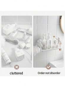 1pc Plastic Modern Wall-Mounted Storage Rack, Human-Shaped Design, Minimalist Style, Suitable For Kitchen Or Bathroom, Bathroom Organizer, Tripod, 10 Inch, 3 Colors Available, No Drilling Required - Multicolor - View 8