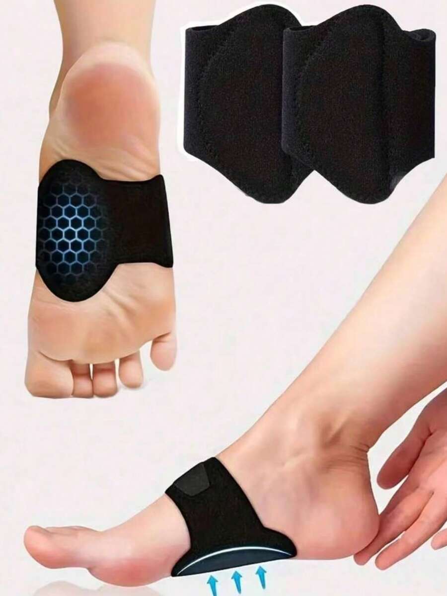 QKC 1 Pair Unisex Arch Support Insoles For High Arches, With Half-Size Arch Pads To Relieve Heel Fatigue - Black - View 1