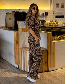 Women Two-Piece Outfits - Animal Print - View 2