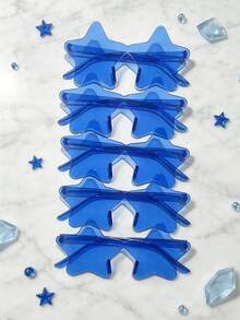 1/5pcs Transparent Blue Star Shape Glasses, Rimless Novelty Party Decorative Eyewear, Festival Beach Photo Booth Props For Women - Multicolor - View 3