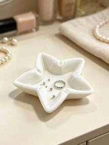 3D Printed Star Pleated Jewelry Tray, Ins Style Five-Pointed Star Ring & Earring Storage Dish, Desktop Decor Ornament, Gentle Style, Suitable For Vanity, Bedside Table, Makeup Desk, Both Storage Tray And Exquisite Desktop Soft Decoration - Multicolor - View 2