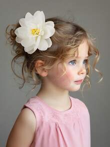 2pcs/Set Girls Baby Yellow Faux Tulle Ruffle Flower Hair Clips, Bangs Side Clips, Spring/Summer Beach Hair Accessories For Daily Wear - Multicolor - View 4