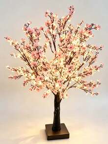 1 buah Lampu Pohon Bintang Buatan LED 55CM, Warna Pink Champagne, Cahaya Hangat Sangat Terang, 3 Baterai AA & Catu Daya Ganda USB, Lampu Dekoratif Suasana Bunga untuk Meja - cahaya putih hangat - View 12