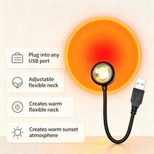 360° Adjustable And Rotatable Sunset Sunset Yellow Red, USB Sunset Decorative Lamp; Photography Background Light, Birthday Gift,Car, Home, Bedroom, Living Room, Study Room, Universal Small Night Lamp, Projection Atmosphere Decoration Lamp - Sunset Projection Night Light - View 10
