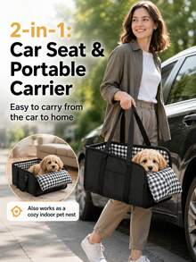 Kursi Mobil untuk Anjing Peliharaan - Kursi Mobil Hewan Peliharaan Lipat dengan Penopang Sabuk Pengaman dan Desain Anti-Selip - Kursi Portabel yang Dapat Menambah Tinggi dengan Bantalan dan Rangka Kokoh, Cocok untuk Anjing Kecil hingga 11 lbs, untuk SUV, Sedan, Van - Aksesori Konsol Tengah - MultiWarna - View 8