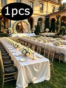 1/2pcs White Tablecloth For 6ft Folding Table [2 Packs, 152.40 X 259.08 Cm] Rectangular 1, Stain Resistant Wrinkle Free Washable Polyester Fabric. - White - View 38