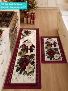 DAJIANG 1pc Vintage Christmas Runner Rug, Kitchen Mat, Suitable For Bathroom, Kitchen, Outdoor, Hallway, Bedroom, Living Room, Machine Washable Easy To Clean, Non-Slip Entryway Rug, Bedroom Decor Rug Accessory - Multicolor - View 4