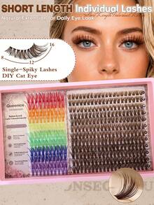 1 Box Colorful & Brown Single Cluster False Eyelashes, Angel Style & Lightweight Style, Soft & Lightweight DIY False Eyelashes, Natural & Voluminous, Fluffy Doll Eye & Cartoon Eye Makeup, Reusable & Easy To Apply, Suitable For Daily Makeup, Eye-Catching Looks, Party & Halloween Makeup - D - View 5