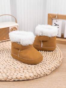 Infant Thermal Lined Snow Boots Classic Lace-Up Warm Outdoor Boots For 0-1 Year Old Newborn Gift - Brown - View 8