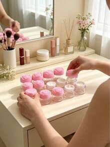 1/12/24/36pcs Plastic Cosmetic Cream Containers Empty Round Transparent Jars With Rose Lid Reusable Empty Cream Jars Mini Cosmetic Containers Suitable For Cream, Lotion Plastic Cosmetic Container Jars Empty Cream Containers Travel Cream Containers 20g - Multicolor - View 2