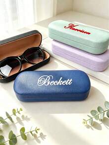 Custom Engraved Name PU Leather Eyeglass Case, Portable Hard Shell Fashion Glasses Storage Box, Personalized Gift For Birthday, Wedding, Bride, Bridesmaid, Hard Shell Portable Fashion Glasses Storage Box Personalized Gift - Multicolor - View 3